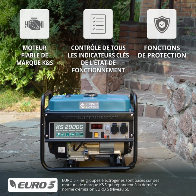 Groupe électrogène à essence:gaz - démarrage manuel - 2,9 kW - 230V - KS 2900G - Bricozor 4.jpeg KONNER & SOHNEN