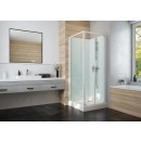 Cabine de douche carrée portes battantes - verre transparent - Iziglass 2 LEDA