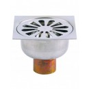 Siphon de sol en laiton 100x100 mm - hauteur 77 mm - sortie verticale VALENTIN