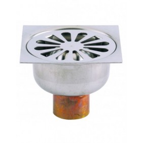 Siphon de sol en laiton 100x100 mm - hauteur 77 mm - sortie verticale VALENTIN