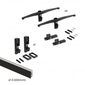 Kit pour structure modulaire Zero 4 étagères en bois + tringle - noir EMUCA