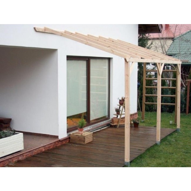 Pergola murale et carport adossable autoclavé - 3 x 5 m - 15 m2 HABRITA