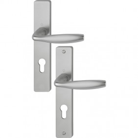 Poignées de porte sur plaque - New York - aluminium -clé I -porte 38 à 47 HOPPE