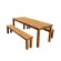 Ensemble table et 2 bancs en bois - BANKET - 6 personnes - 200cm