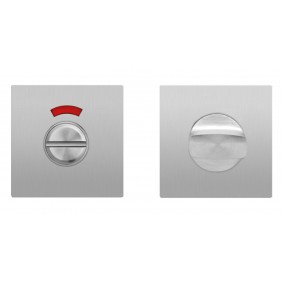 Paire de rosaces affleurantes carrées inox satiné condamnation rouge/blanc KARCHER DESIGN