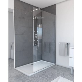 Paroi de douche fixe Parma 2 - verre transparent - 120 cm AURLANE