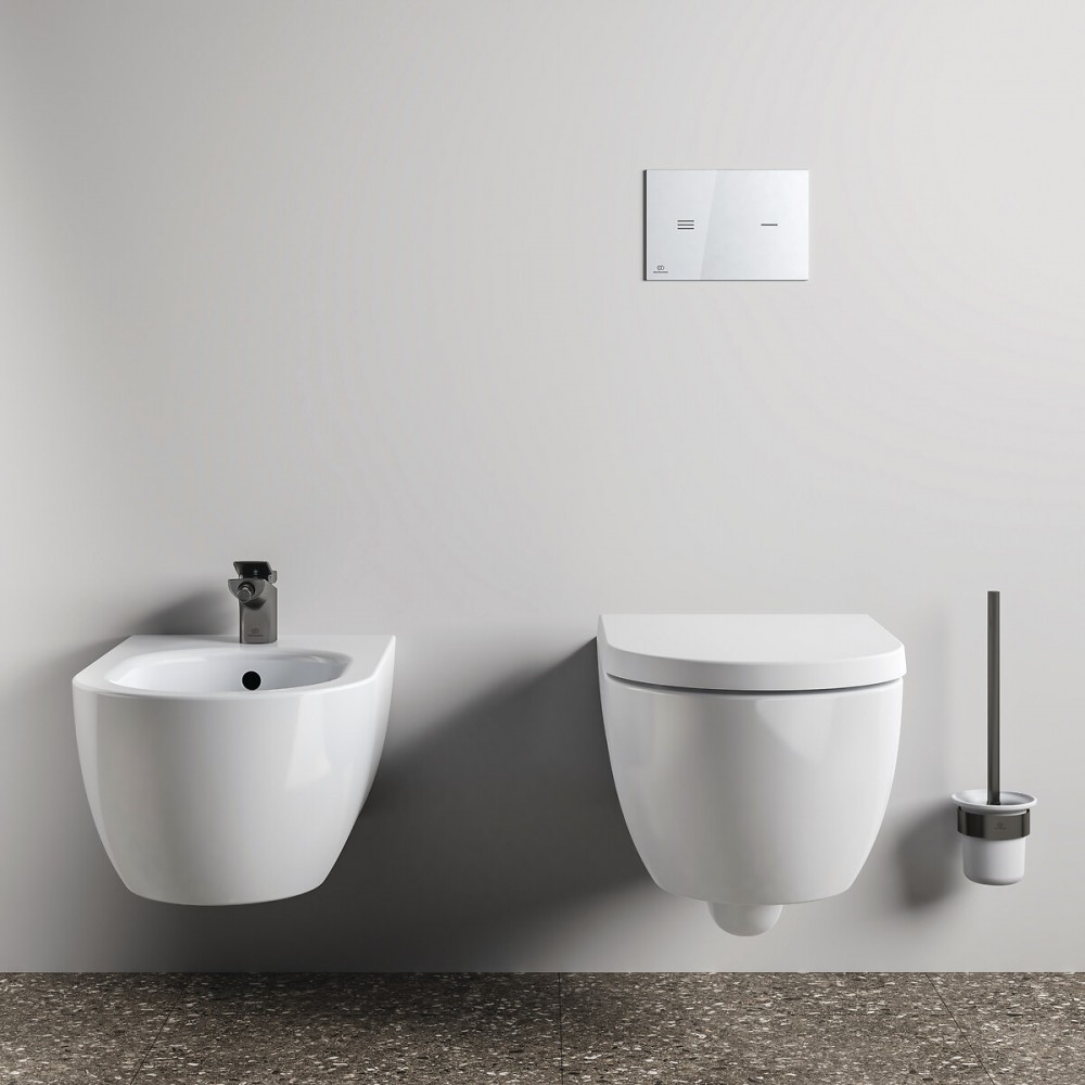 Ideal Standard Ensemble Brosse WC et Support IOM pour Cuvette Toilette  Fixation Murale avec Couvercle Métal Finition Acier [374] - Cdiscount  Bricolage