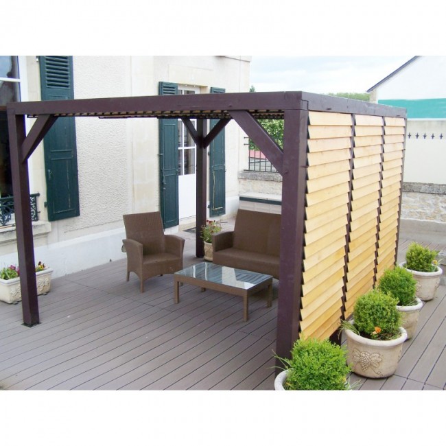 Pergola à vantelles mobiles - 3,48 x 3,12 m - hauteur 2,17 m - Veneto HABRITA