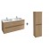 Meuble salle de bain 120 cm 2 tiroirs avec double vasque + Meuble colonne 140x40 cm 2 portes - Chêne Colorado - Ola Up