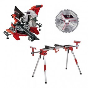 Pack scie onglet radiale TE-SM 10 L Dual + piètement + lame de scie 254 mm - 48 dents EINHELL