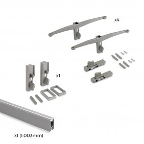 Kit pour structure modulaire Zero 4 étagères en bois + tringle - gris EMUCA