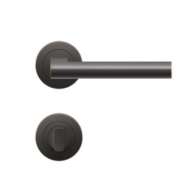 Poignées de porte sur rosaces rondes série ER 45 Madeira - noir bronze - à condamnation KARCHER DESIGN