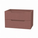 Meuble salle de bains suspendu 80 cm - 2 tiroirs MDF ondulé - terracotta - Emilien AURLANE