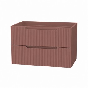 Meuble salle de bains suspendu 80 cm - 2 tiroirs MDF ondulé - terracotta - Emilien AURLANE