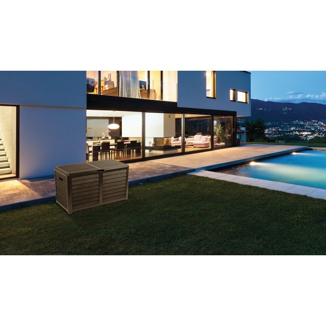 Malle de jardin - 420 litres - décor bois - Baya EDA PLASTIQUES