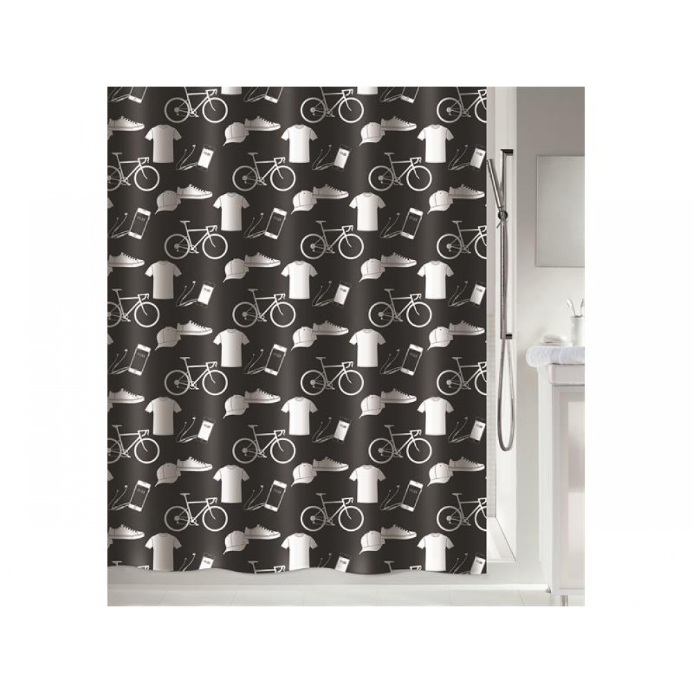 Rideau de douche Polyester MILANO 120x200cm Blanc & Argent effet perlé Spirella | Leroy Merlin