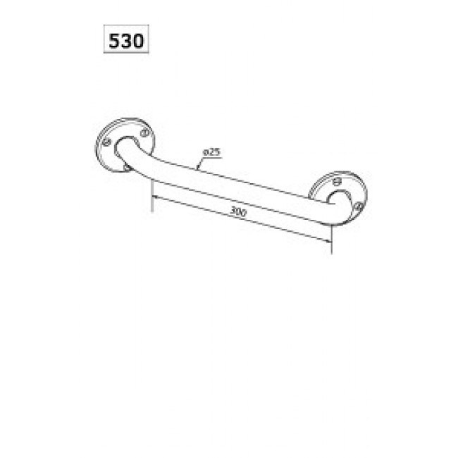 Schéma - Barre d'appui droite laiton - longueur 300 mm DELABIE