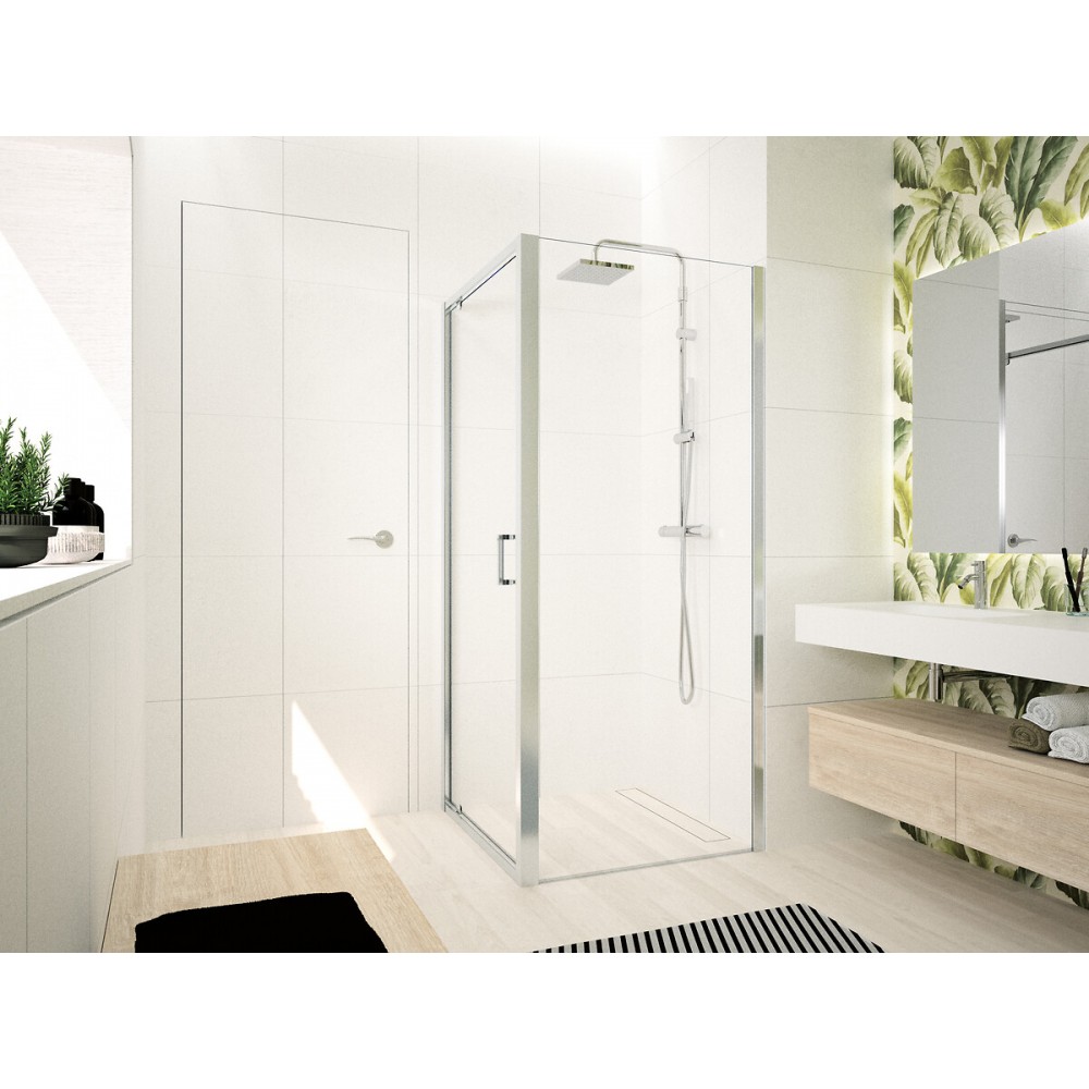 Paroi De Douche Blanc 115x195 Cm Verre ESG Transparent-S1496