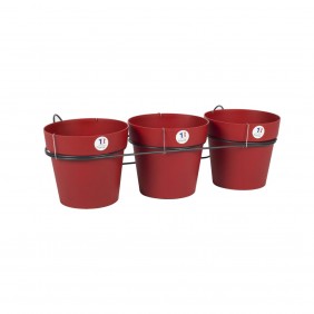 Lot 3 pots + support - 1,6 litres - Toscane 11461 EDA PLASTIQUES