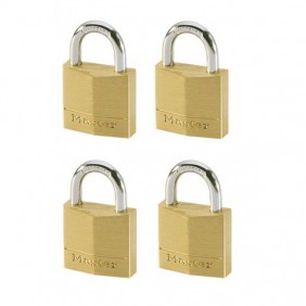 Lot de 4 cadenas à clé s'entrouvrant - laiton massif de 30 mm de large MASTER LOCK