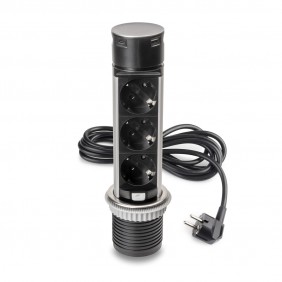 Multiconnecteur Vertikal Push 60 - 3 prises de type Schuko + USB A et C EMUCA