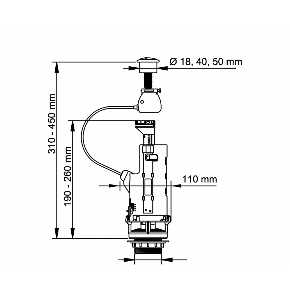 Mécanisme de chasse d'eau double poussoir - Chasse d'eau double poussoir