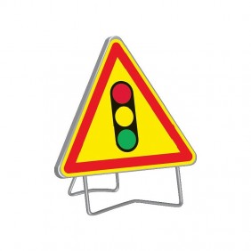 Panneau de signalisation temporaire "AK14 FEUX TRICOLORES" rétroréfléchissant TALIAPLAST