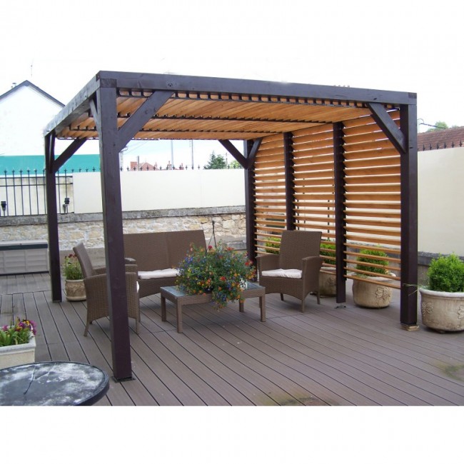 Pergola à vantelles mobiles - 3,48 x 3,12 m - hauteur 2,17 m - Veneto HABRITA