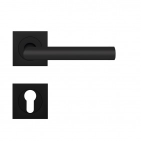 Poignées de porte sur rosaces carrées série ER 28 Rhodos - noir mat - clé I KARCHER DESIGN