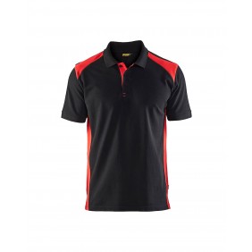 Polo de travail en coton piqué 3324 - noir et rouge BLAKLADER