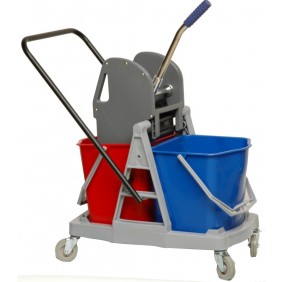 Chariot de ménage sur roulettes 2 x 18 litres avec guidon orientable BRICOZOR