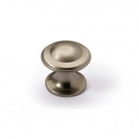 Bouton de meuble rond Larru - aspect étain brossé - H 27 mm - par 4 HETTICH