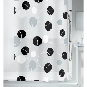 Rideau de douche - 180 x 200 cm - Noir et Gris - Peva - Bubble SPIRELLA