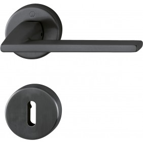 Poignées de porte sur rosaces rondes Bergamo C7 - laiton noir satiné - clé L HOPPE