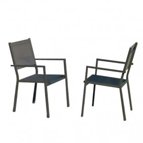 Lot de 2 fauteuils jardin - tissus textilene - ROMA HEVEA