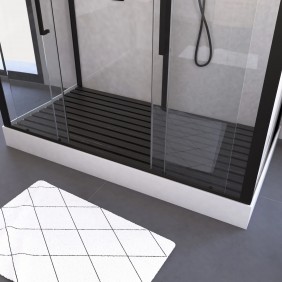 Caillebotis de douche 153,5 x 70 x 3,2 cm en bois composite gris AURLANE