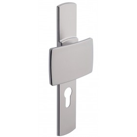 Poignées de porte palière sur plaques Muze - aluminium chromé velours VACHETTE