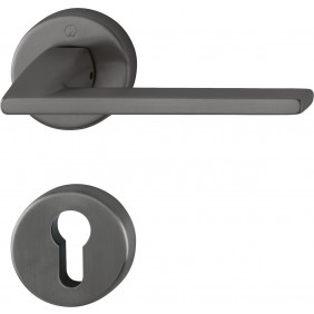 Poignées de porte sur rosaces rondes Bergamo C7 - laiton anthracite satiné HOPPE