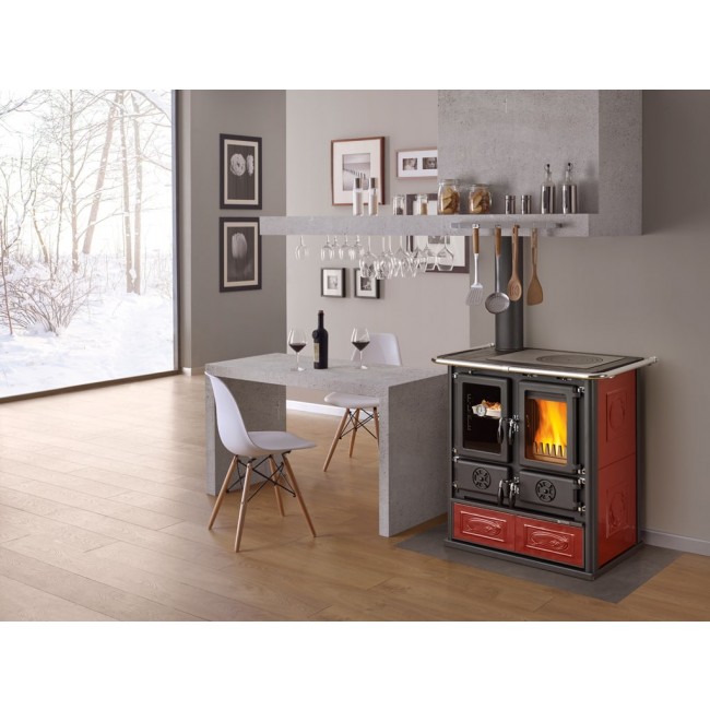 cuisiniere-bois-rosetta-sinistra-ceramica-bordeaux-la-nordica-bricozor.jpeg LA NORDICA EXTRAFLAME
