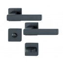 Paires de poignées sur rosaces carrées - condamnation - Toulon noir mat HOPPE