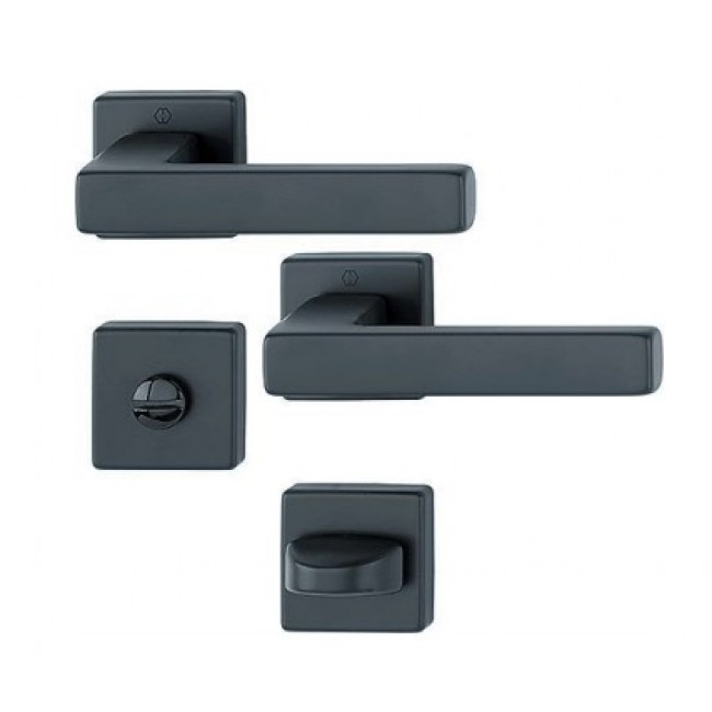Paires de poignées sur rosaces carrées - condamnation - Toulon noir mat HOPPE