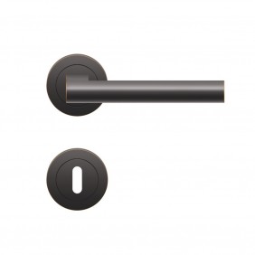 Poignées de porte sur rosaces rondes série ER 45 Madeira - noir bronze - clé L KARCHER DESIGN