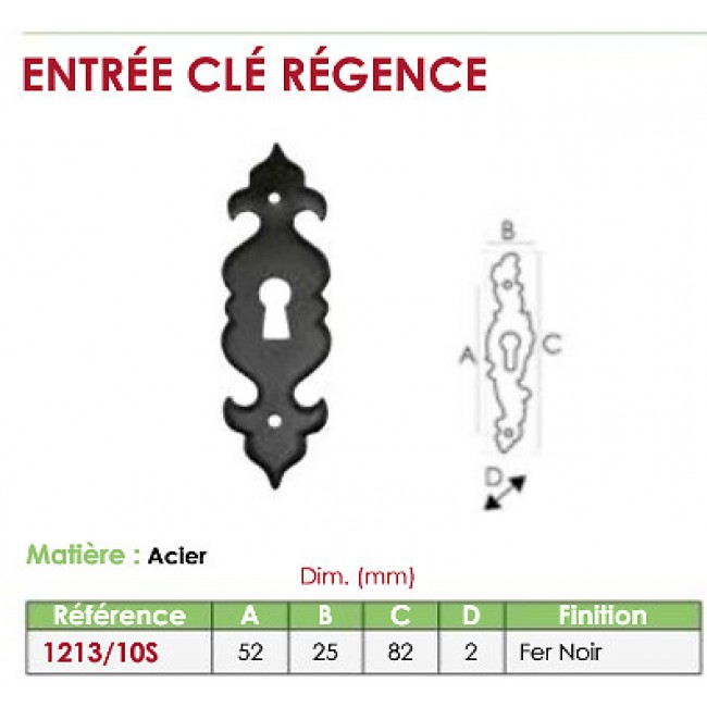 Schéma Entrée régence 1213 noir mat - hauteur 85 mm CADAP