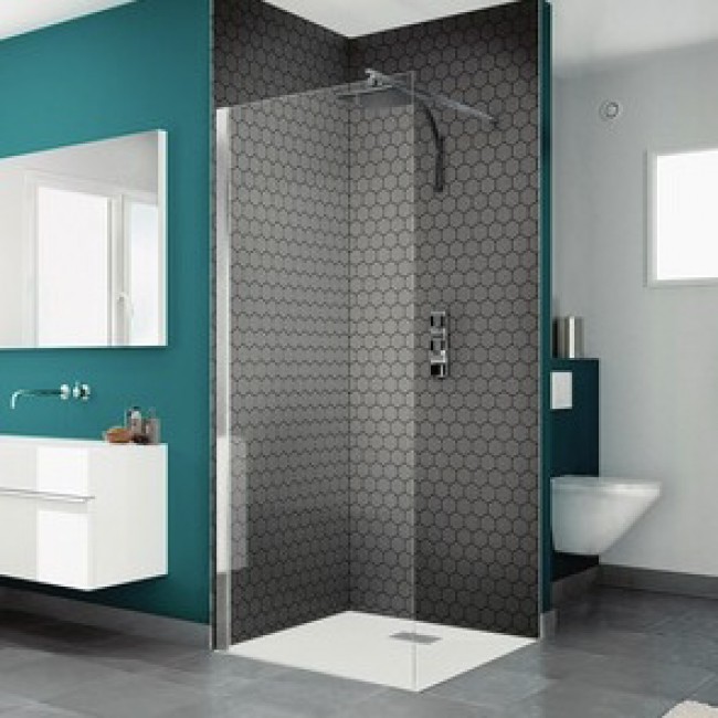 Paroi de douche fixe ouverte barre de renfort 6mm Smart Solo