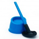 Brosse WC silicone avec picots - 100% hygiénique - bleu azur PAPADO