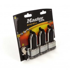 Lot de 3 cadenas à clé - acier laminé - 45mm de large - anse de 51mm MASTER LOCK