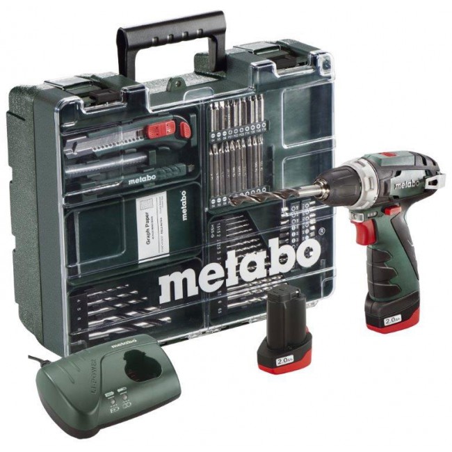 Perceuse visseuse 10,8V 2Ah + Set 64 accessoires - PowerMaxx BS Basic METABO