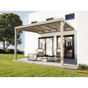Pergola couverte adossée bois Reims 5 x 3m - PLA00153 MADERLAND
