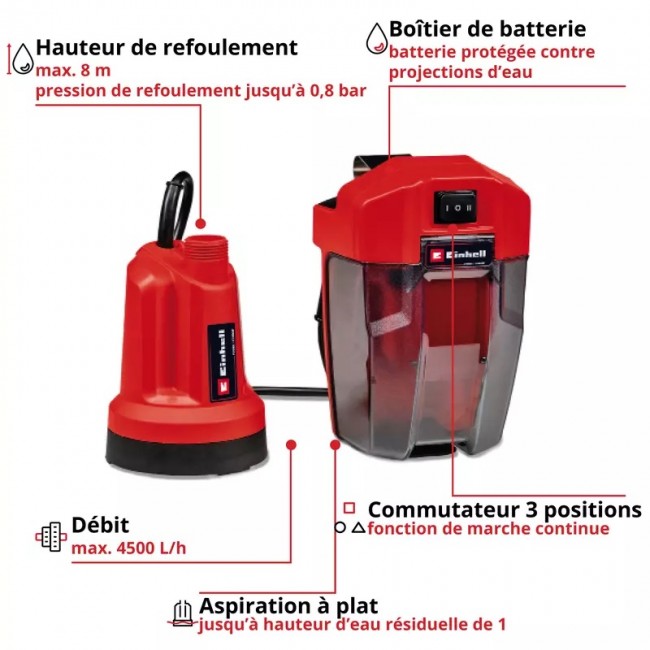 Pompe d'évacuation pour eaux claires - GE-SP 18 LL Li-Solo - Power X-Change - Bricozor 1.jpeg EINHELL