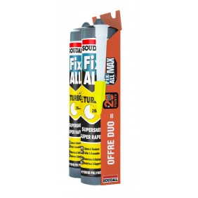 Lot de 2 mastic-colles Fix All Turbo - 2 x 290 ml + canule - blanc SOUDAL